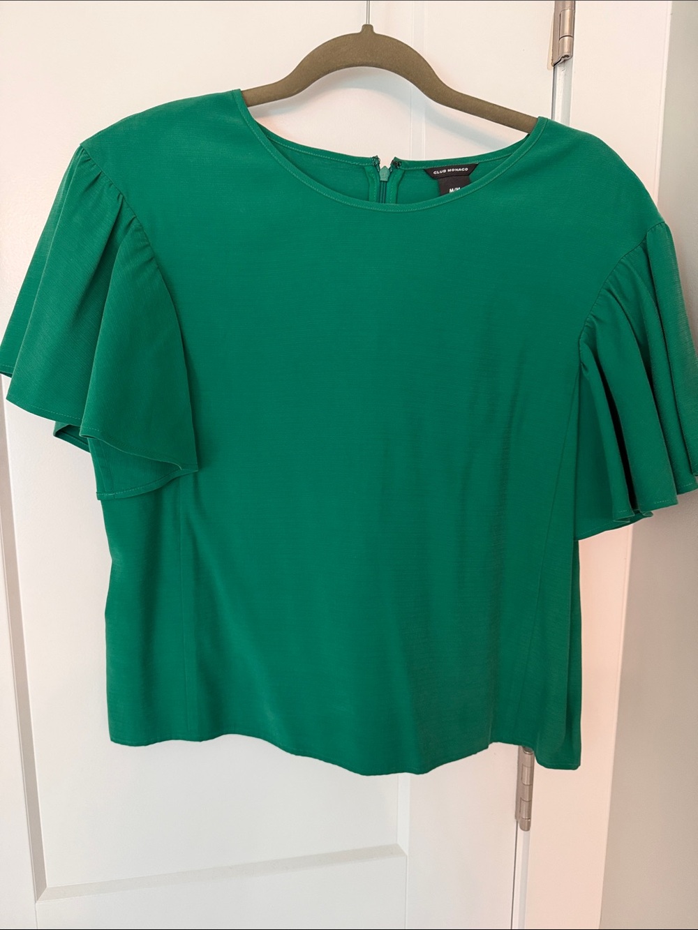 Club Monaco Emerald Green Ruffle Sleeve Top